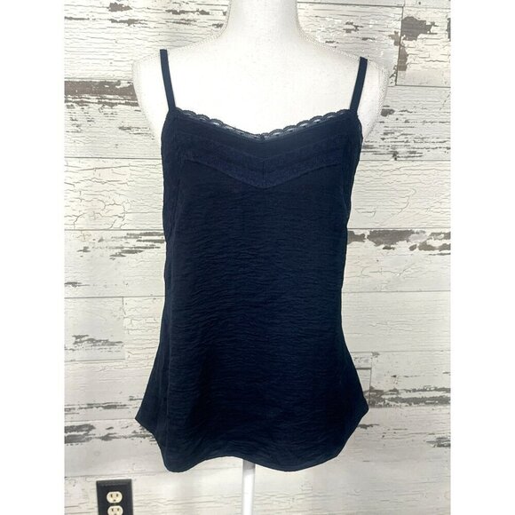 CABI All Purpose Lace Trim Satin Cami Navy Sz L #5915 NWOT - Picture 2 of 5